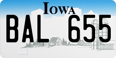 IA license plate BAL655