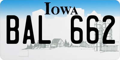 IA license plate BAL662