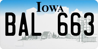 IA license plate BAL663