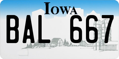 IA license plate BAL667