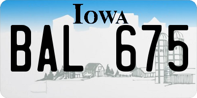 IA license plate BAL675