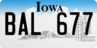 IA license plate BAL677