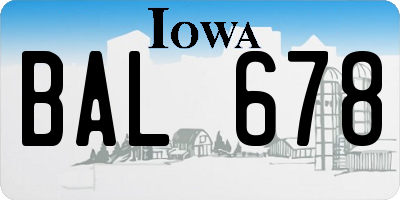 IA license plate BAL678