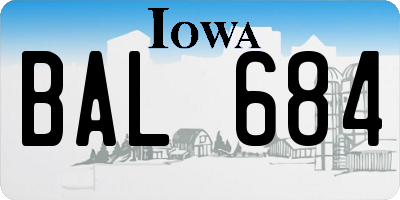 IA license plate BAL684