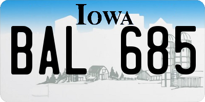 IA license plate BAL685