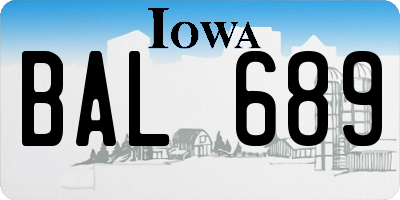 IA license plate BAL689