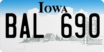 IA license plate BAL690