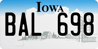 IA license plate BAL698