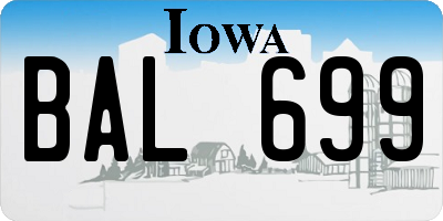 IA license plate BAL699