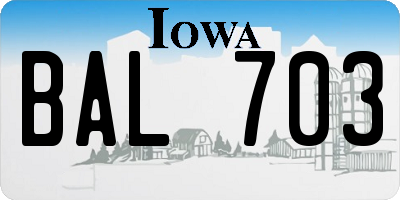 IA license plate BAL703