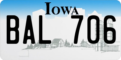 IA license plate BAL706