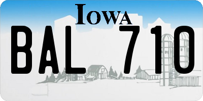 IA license plate BAL710