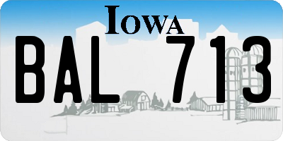 IA license plate BAL713