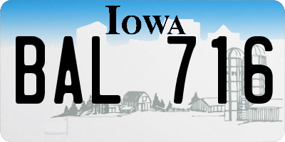 IA license plate BAL716