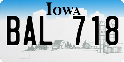 IA license plate BAL718