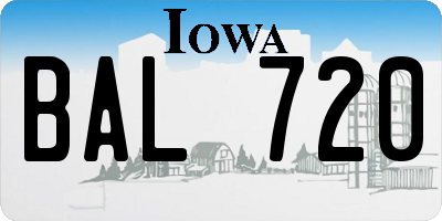 IA license plate BAL720