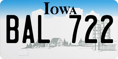 IA license plate BAL722