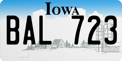 IA license plate BAL723