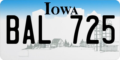 IA license plate BAL725