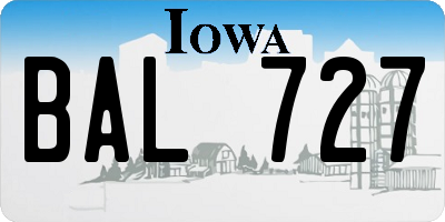 IA license plate BAL727