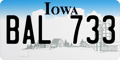 IA license plate BAL733