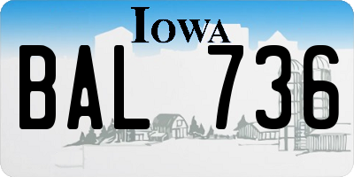 IA license plate BAL736