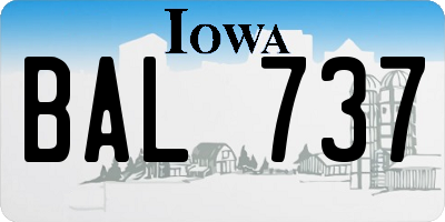 IA license plate BAL737