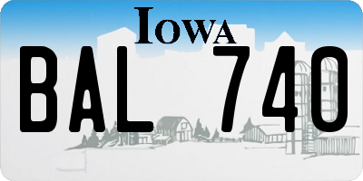 IA license plate BAL740