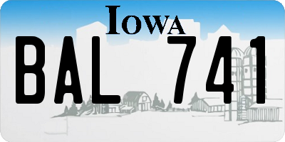 IA license plate BAL741