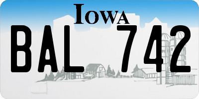 IA license plate BAL742