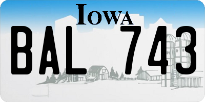 IA license plate BAL743