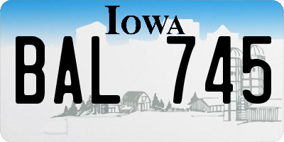 IA license plate BAL745