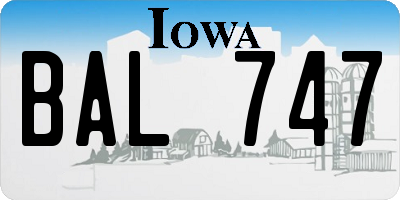 IA license plate BAL747