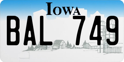 IA license plate BAL749