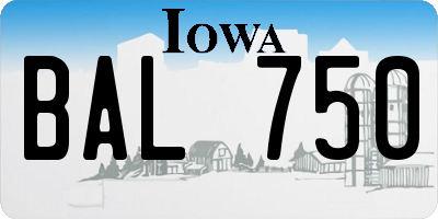 IA license plate BAL750