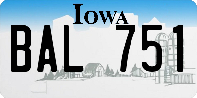 IA license plate BAL751