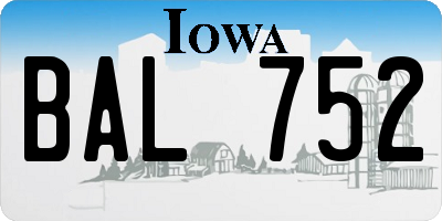 IA license plate BAL752