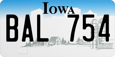 IA license plate BAL754