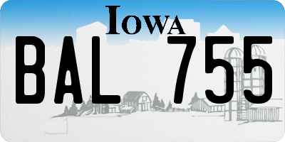 IA license plate BAL755