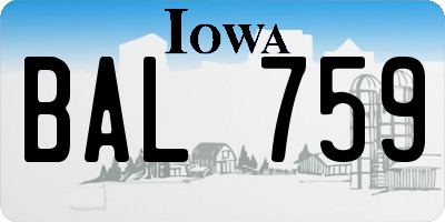 IA license plate BAL759