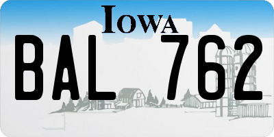 IA license plate BAL762