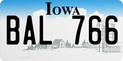 IA license plate BAL766