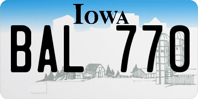 IA license plate BAL770