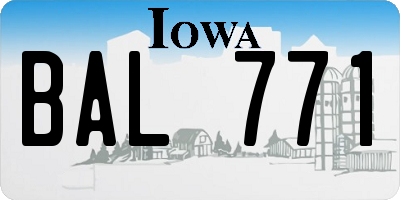 IA license plate BAL771