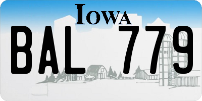 IA license plate BAL779