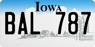 IA license plate BAL787