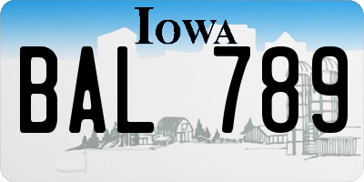 IA license plate BAL789