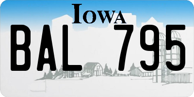 IA license plate BAL795