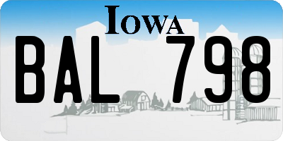 IA license plate BAL798