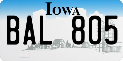 IA license plate BAL805
